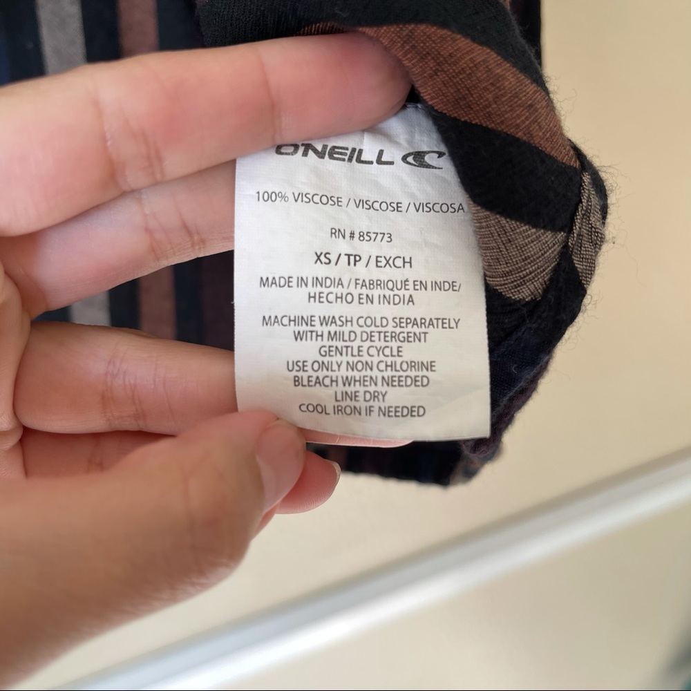 O’Neill Demi Stripe Shirt Button Up Tie Front XS - Picture 14 of 14